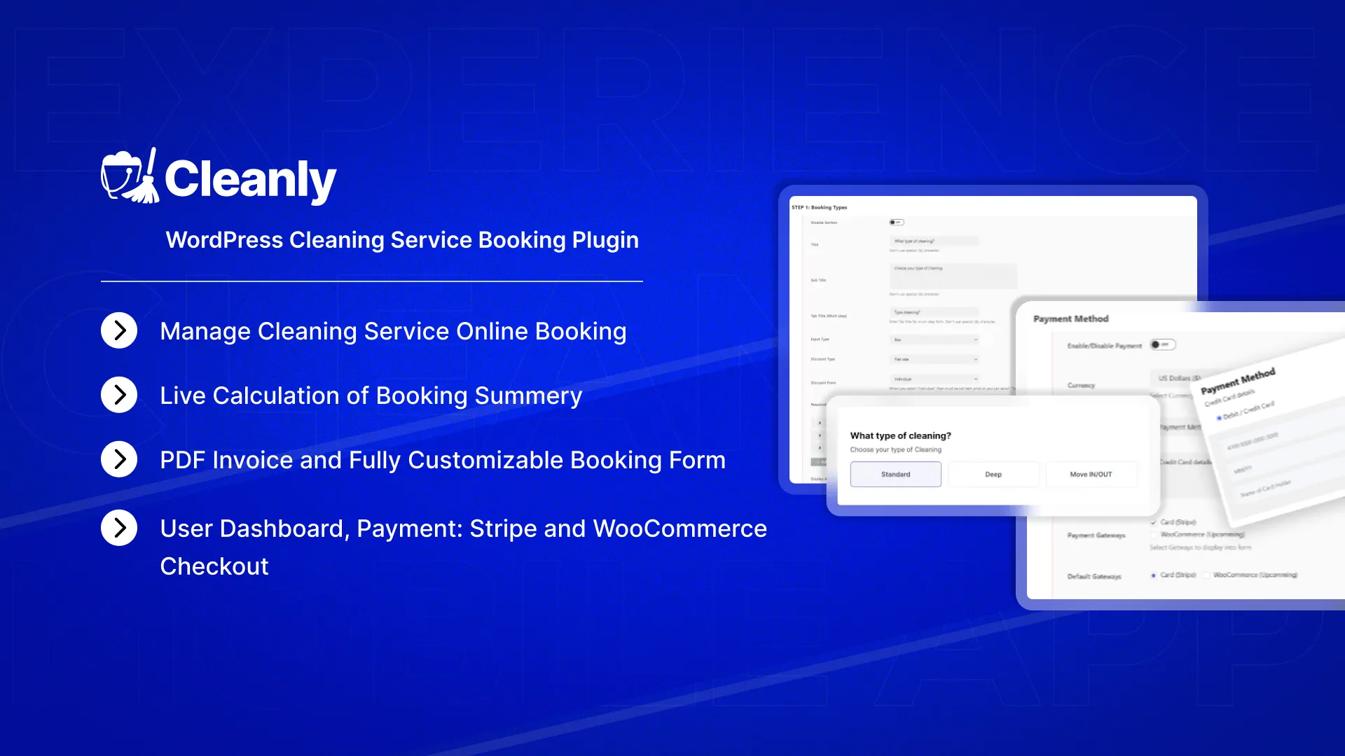 Cleanly – WP Cleaning Booking Software Screenshot